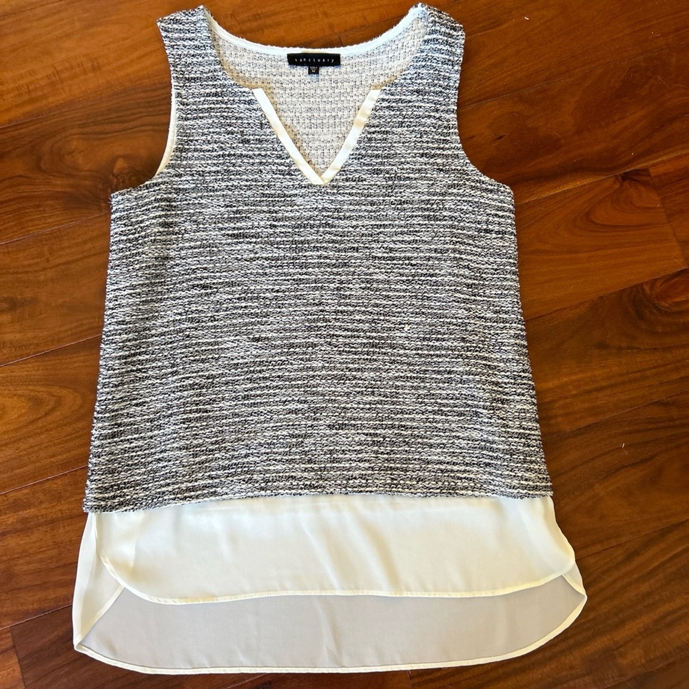 SANCTUARY top.  Layered look, elegant, M.  Looks great.